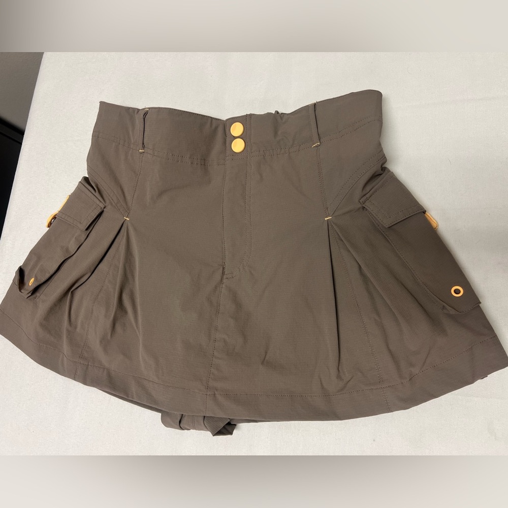 Free People Taupe/Mushroom Cargo Athleisure Skort with Melon Accents